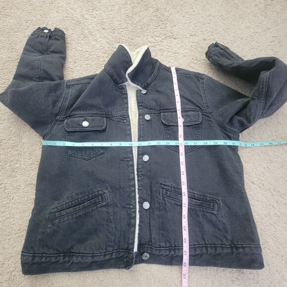 GAP Denim Trucker Jacket Mens/Unisex L Sherpa Lined Vtg Style Winter Coat Black - Picture 3 of 10